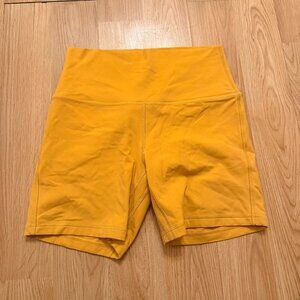 Lululemon High Rise Mustard Yellow Biker Shorts